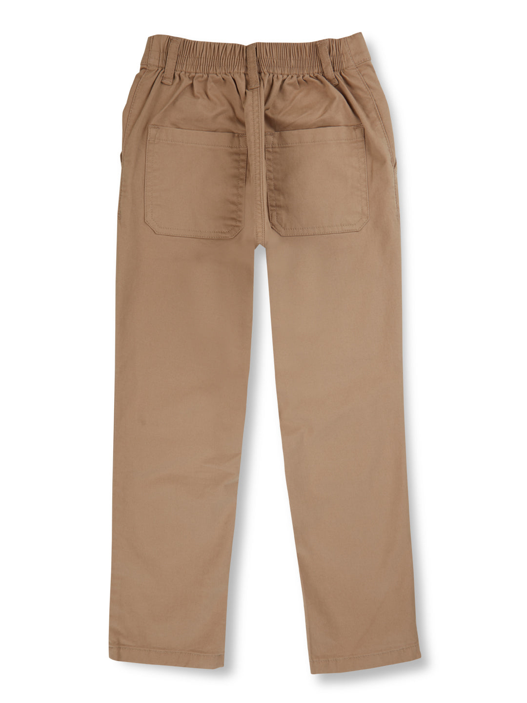 Boys Brown Solid Cotton Fixed Waist Trouser