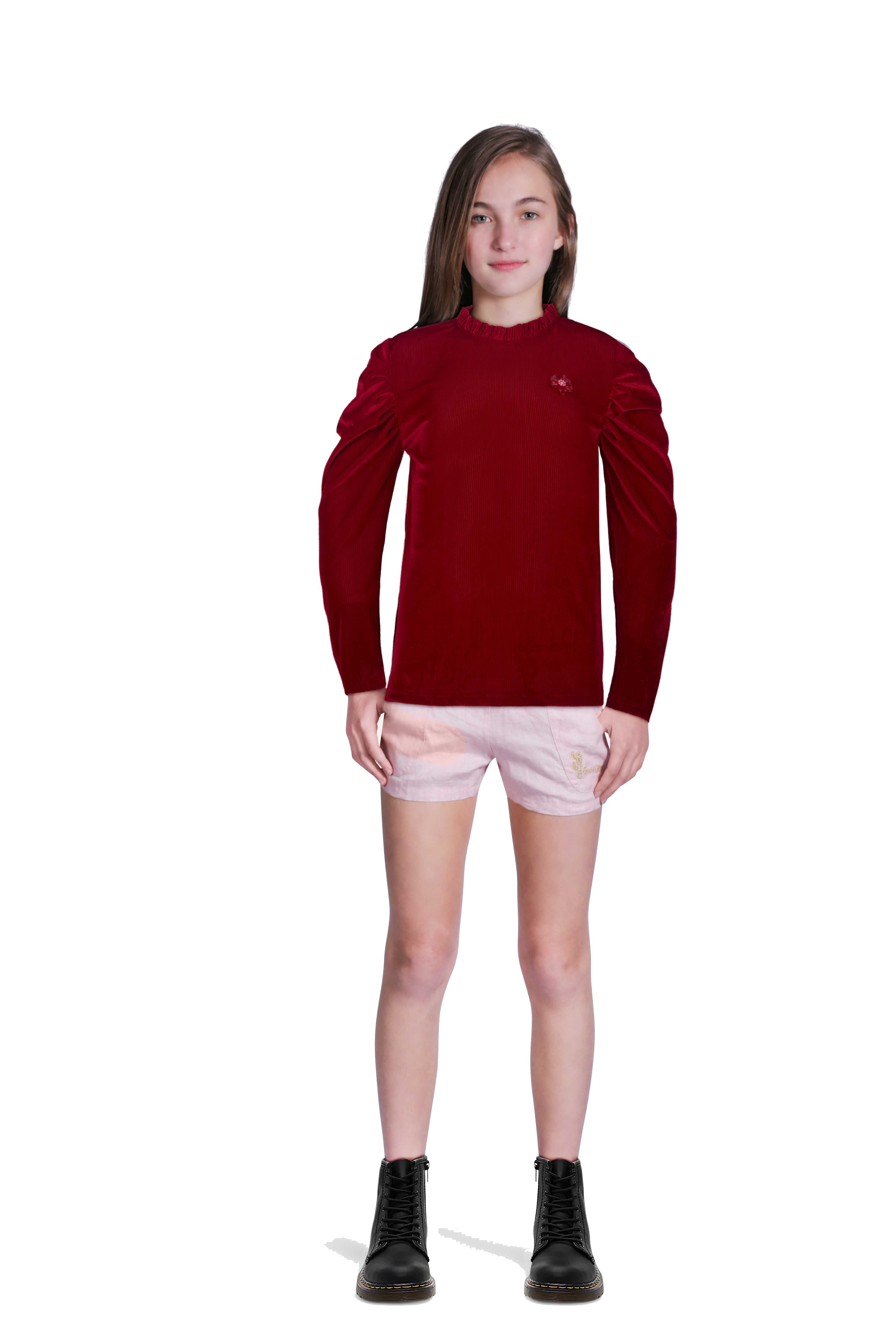 Girls red velvet top