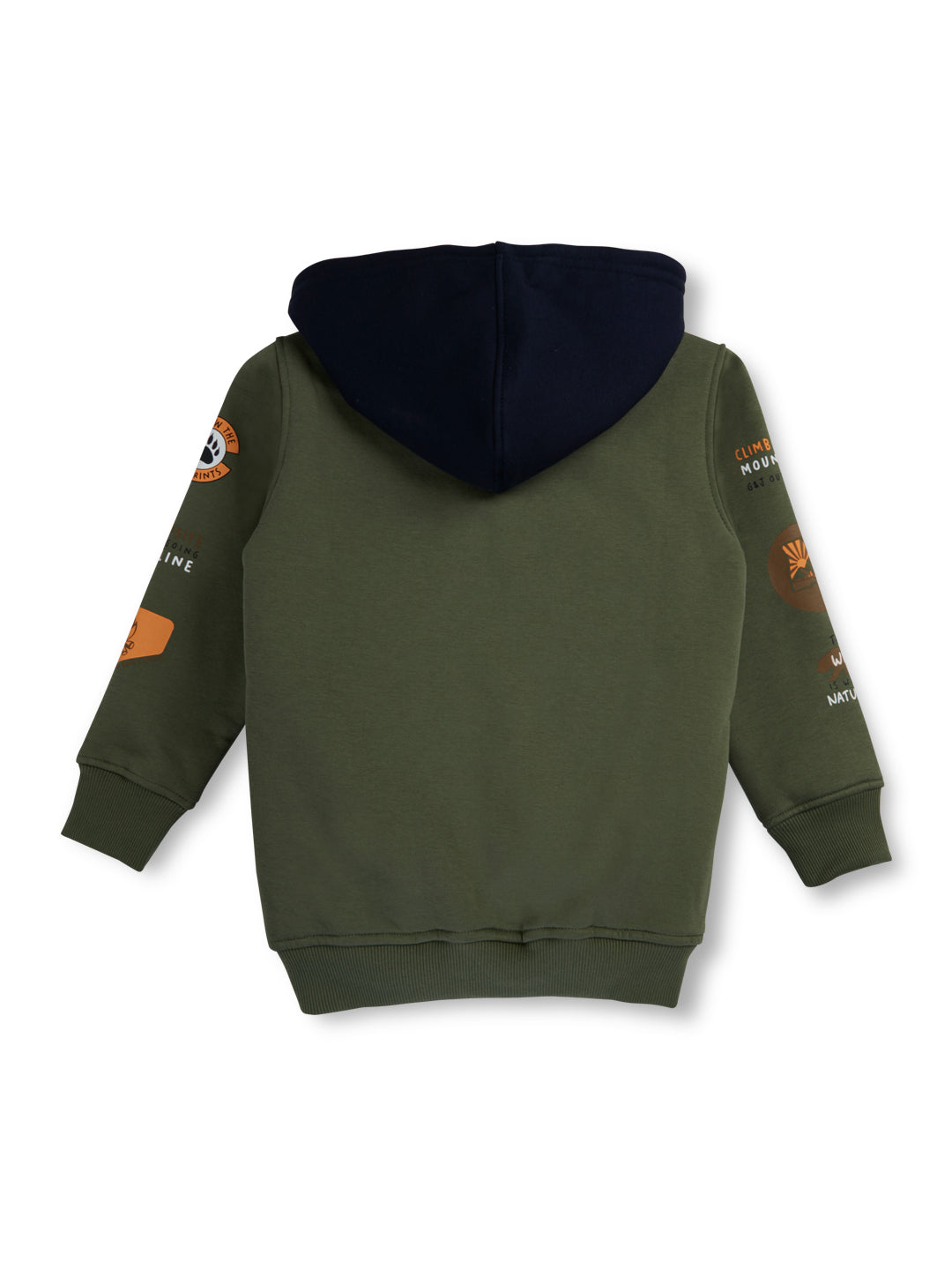 Boys Green Solid Cotton Knits Jacket Full Sleeves