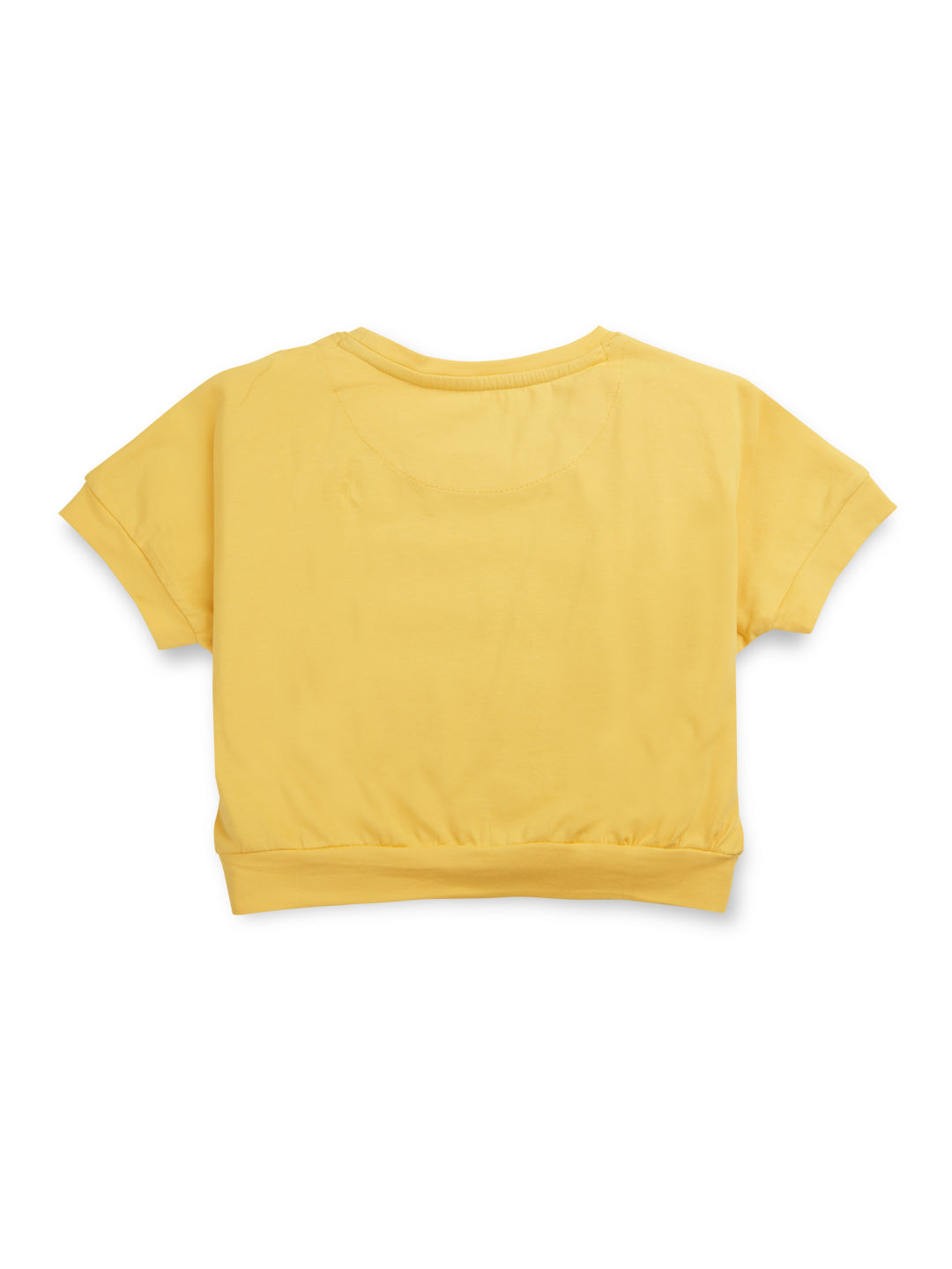 Girls Yellow Printed Cotton Full Sleeves Knits Top
