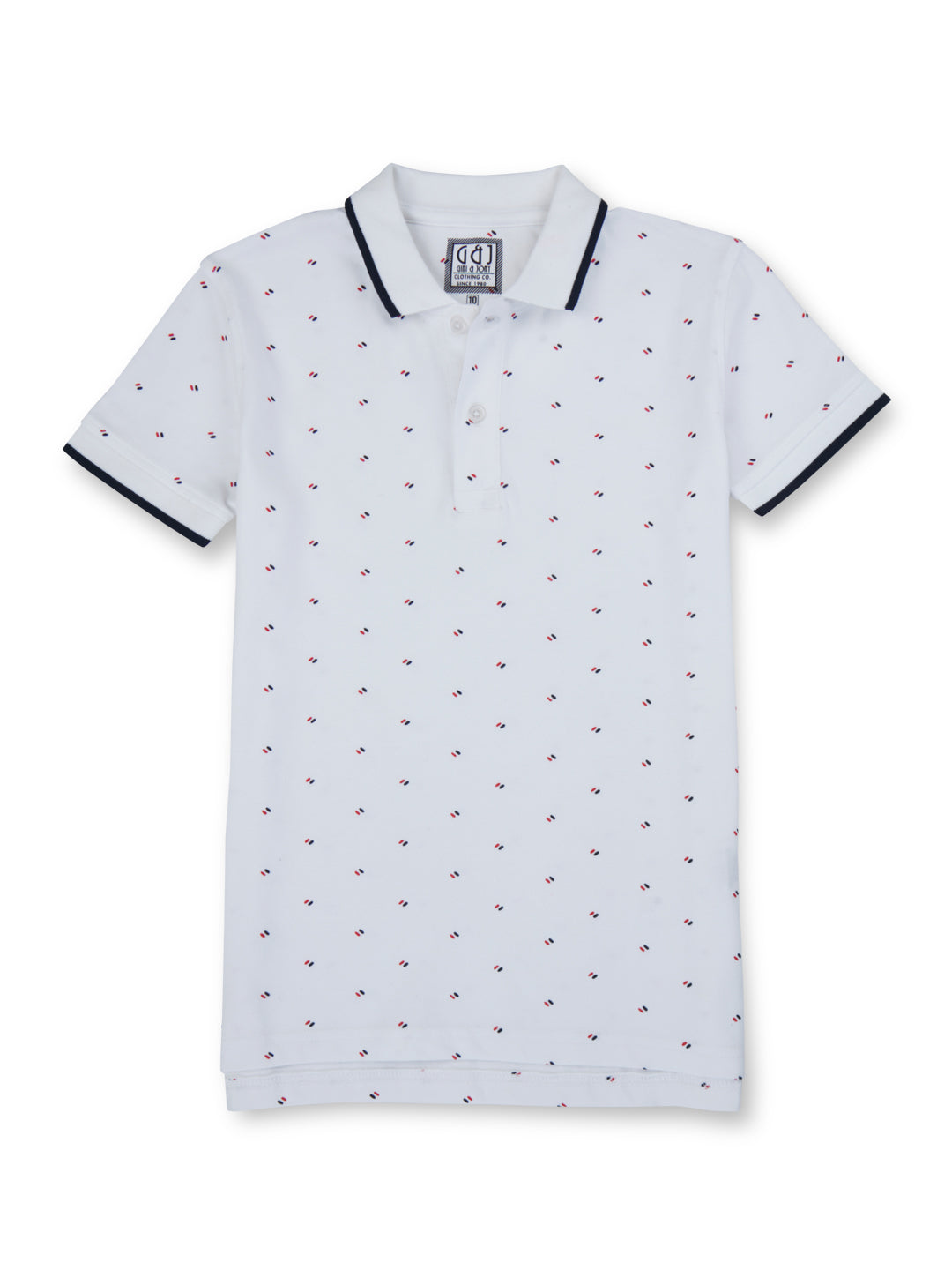 Boys White Polka dot Cotton Half Sleeves Polo T-Shirt