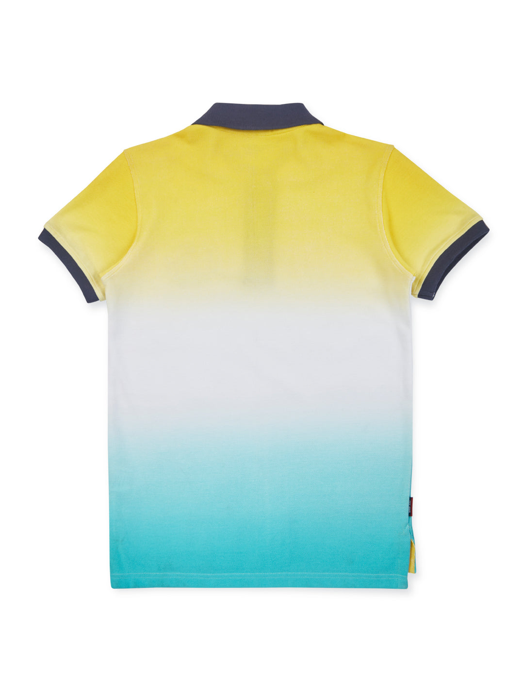Boys Multicolour printed knitted ombre polo t-shirt