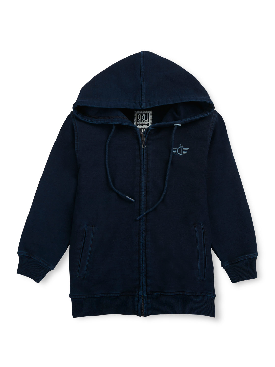 Boys Navy Blue Solid Fleece Full Sleeves Woven Jacket