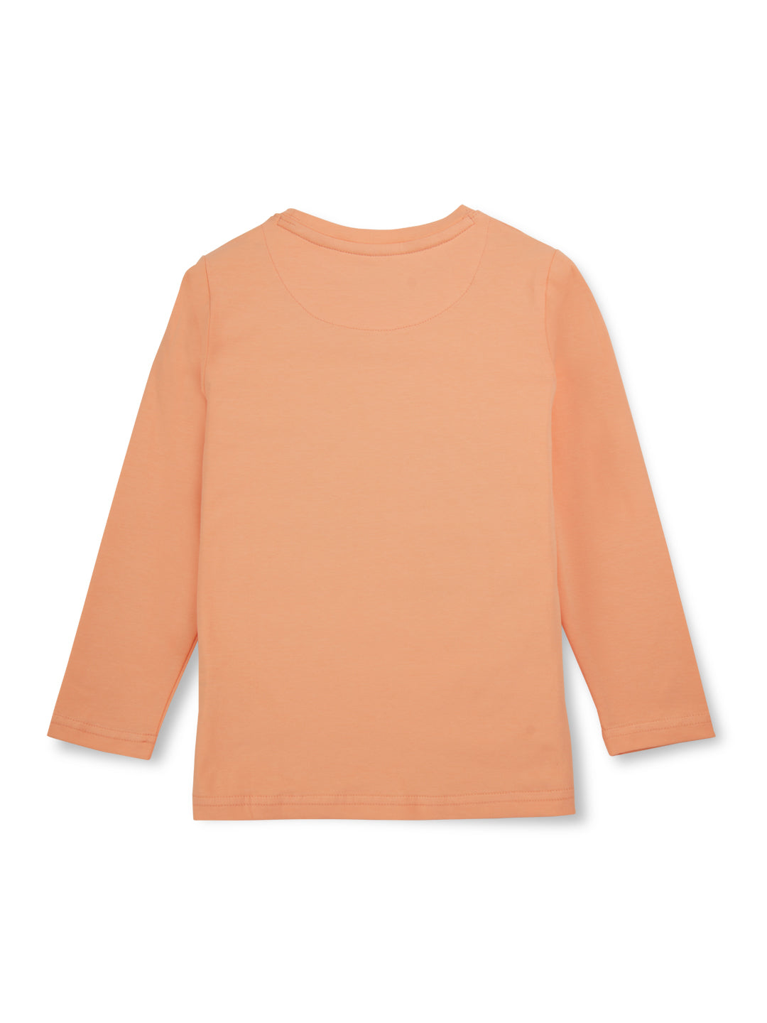 Girls Orange Printed Cotton Knits Top