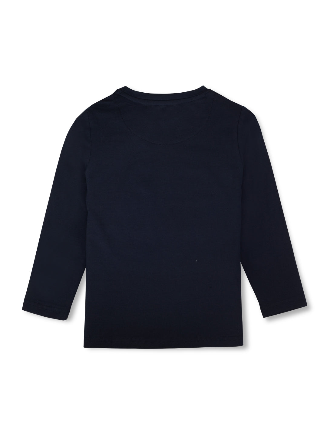 Girls Blue Solid Cotton Full Sleeves Knits Top