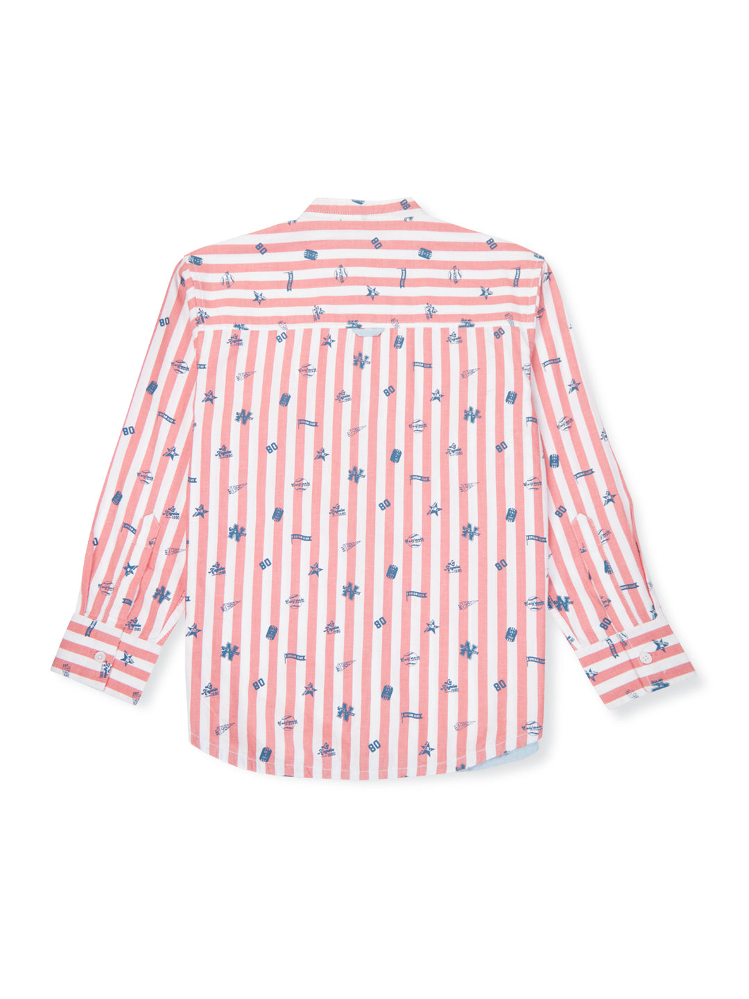 Boys Red stripe full sleeve shirt with print
