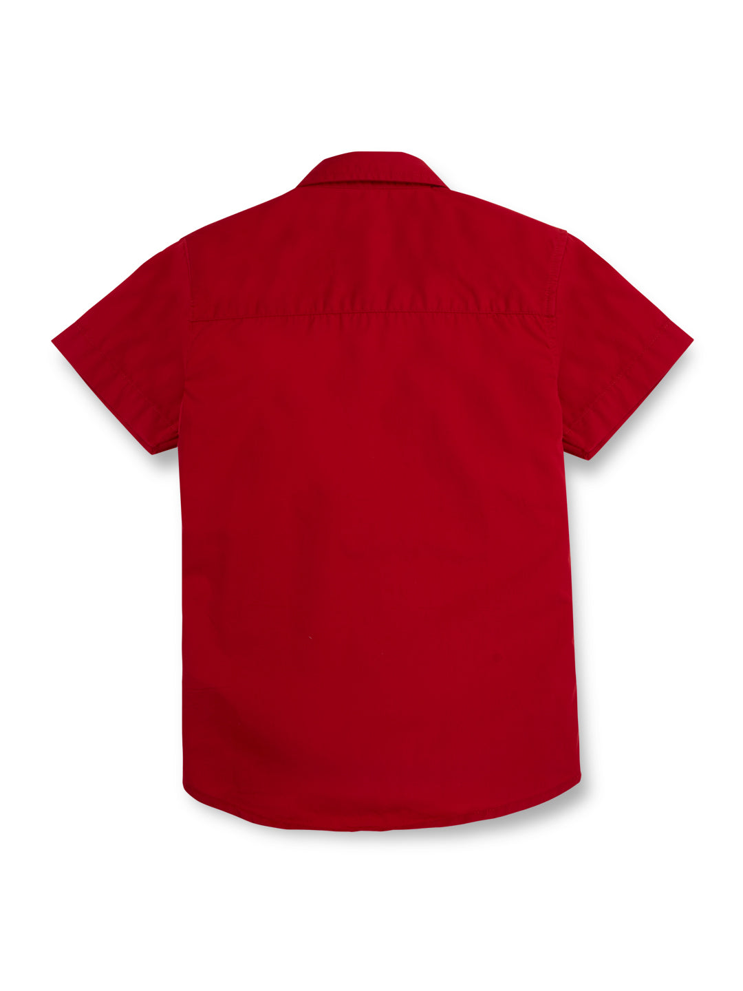 Boys Red Solid Cotton Half Sleeves Shirt