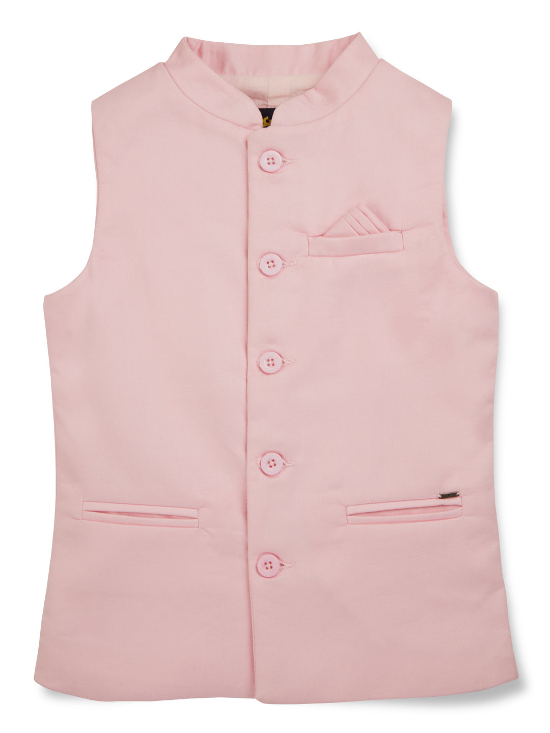 Boys Pink Solid Cotton Modi Jacket