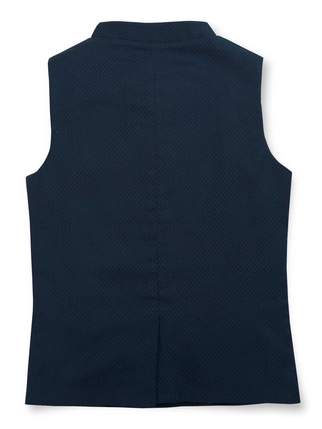 Boys Navy Blue Solid Cotton Modi Jacket Sleeveless