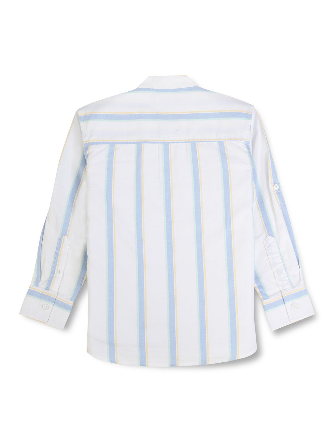 Boys white woven striped full sleeve shirt