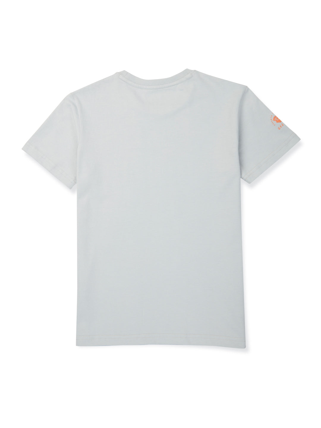 Boys grey round neck knitted cotton printed t-shirt