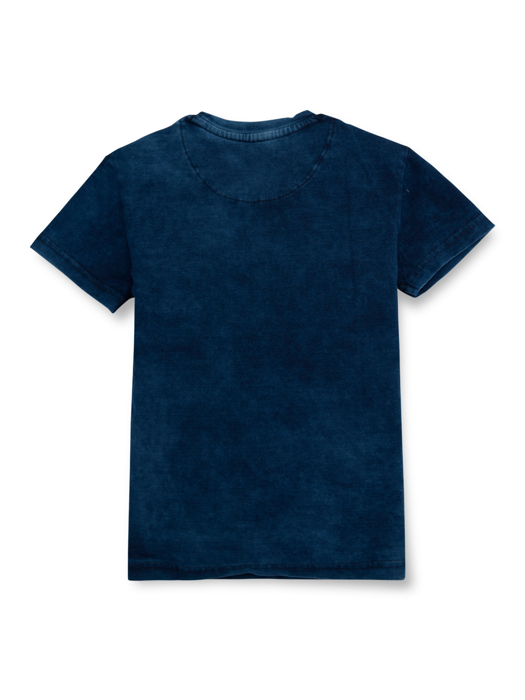 Boys Blue Solid Cotton Half Sleeves T-Shirt