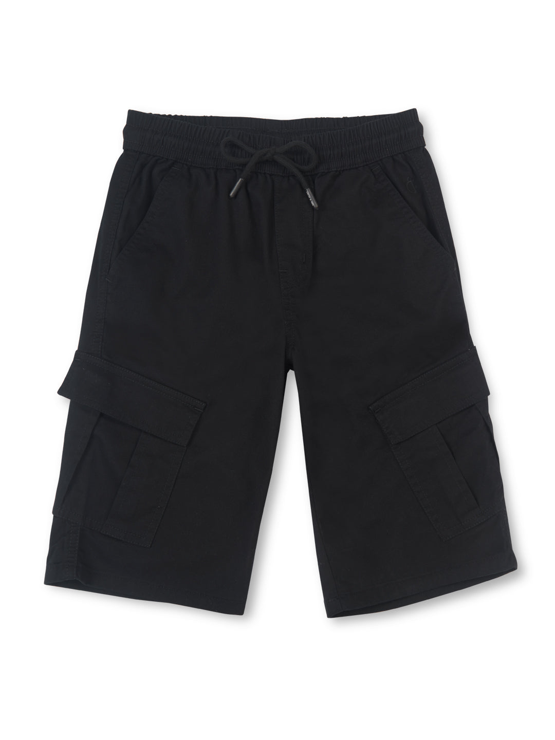 Boys black woven bermuda shorts