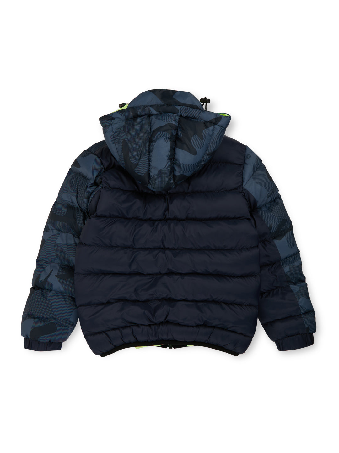 Boys Navy Blue Printed Polyester Heavy Winter Jacket