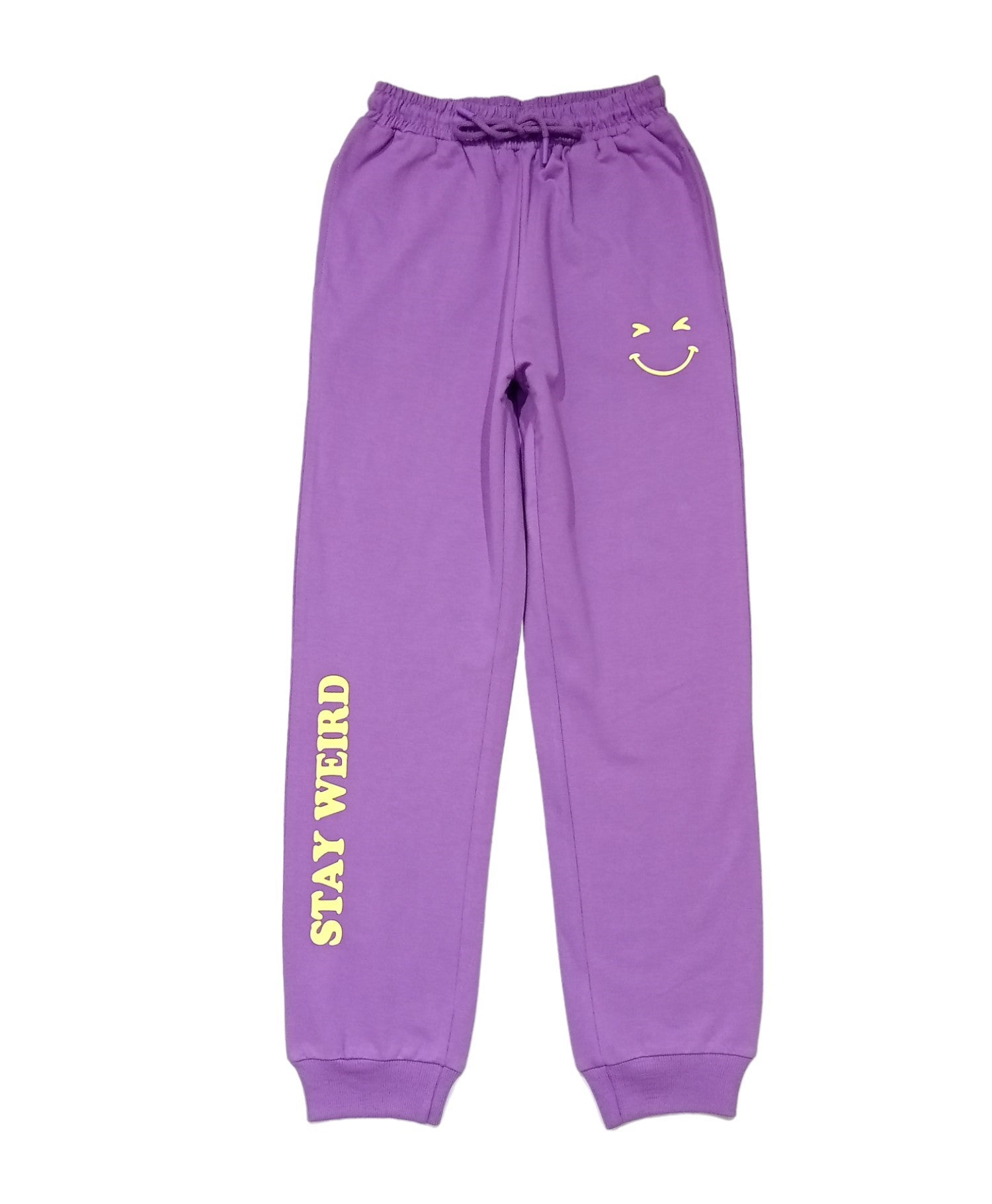 Girls Purple solid Cotton Elasticated Track Pant