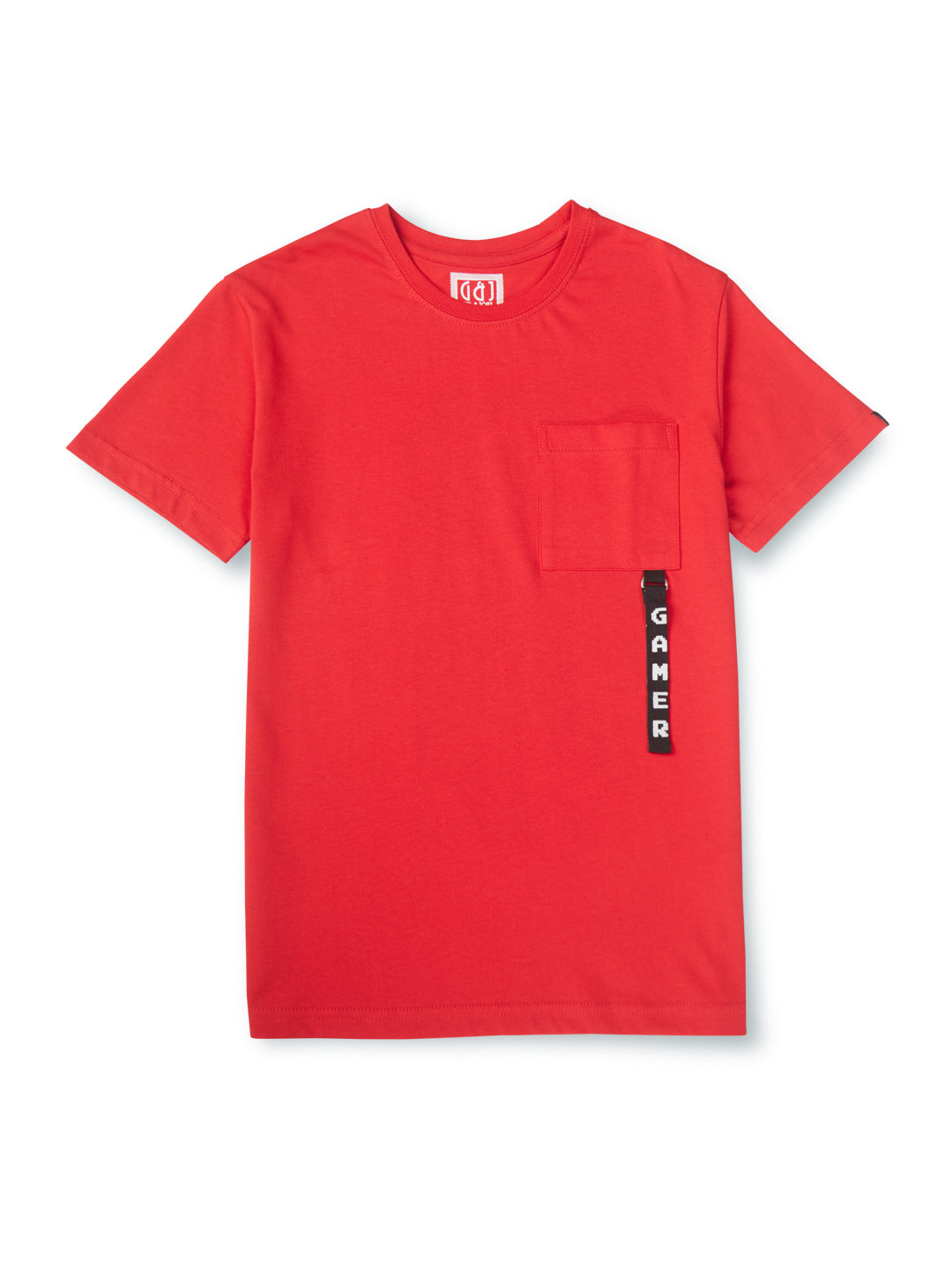 Boys Red Round Neck Knitted Cotton Printed T-Shirt