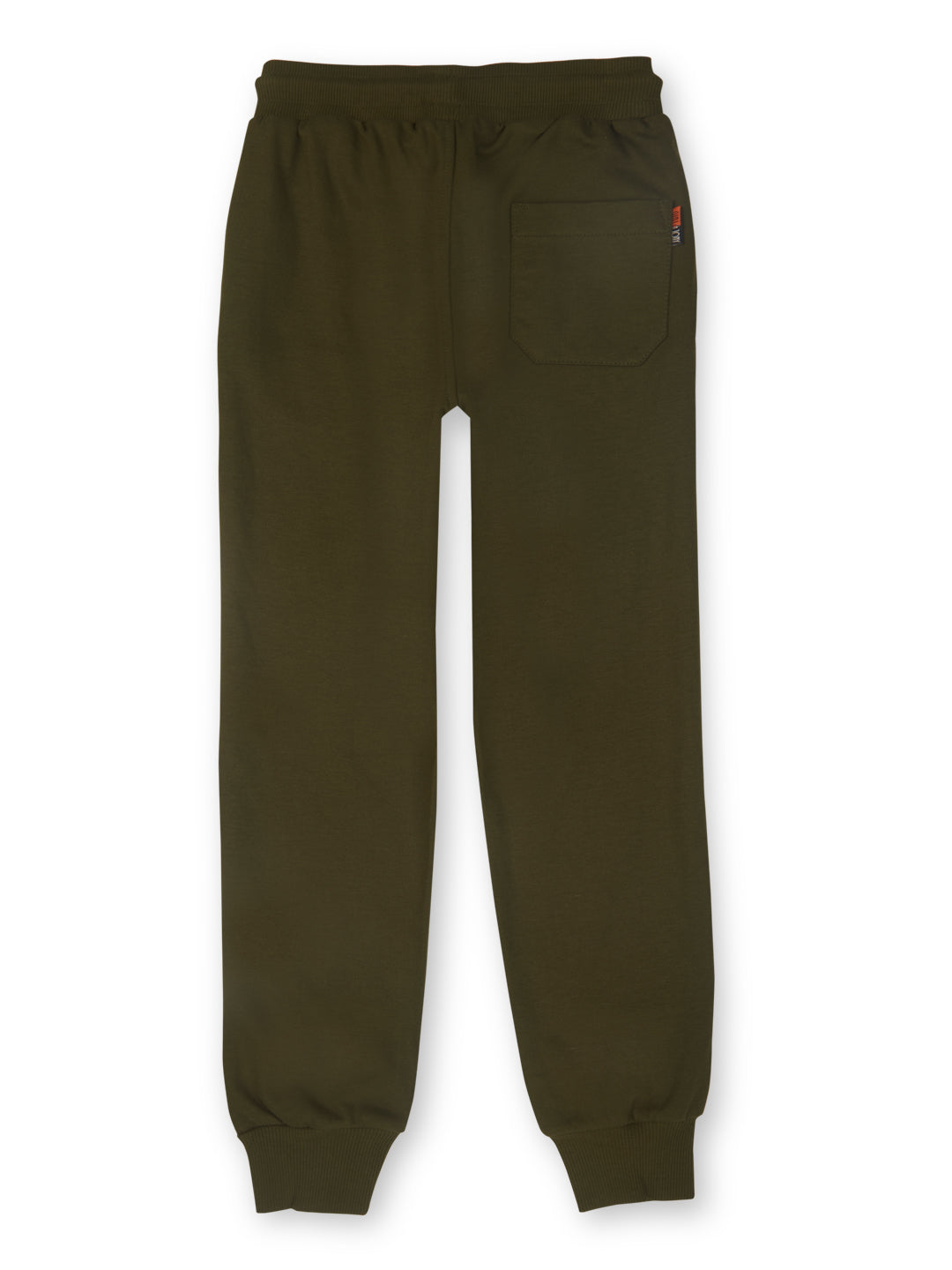 Boys Olive Solid Cotton Track Pant