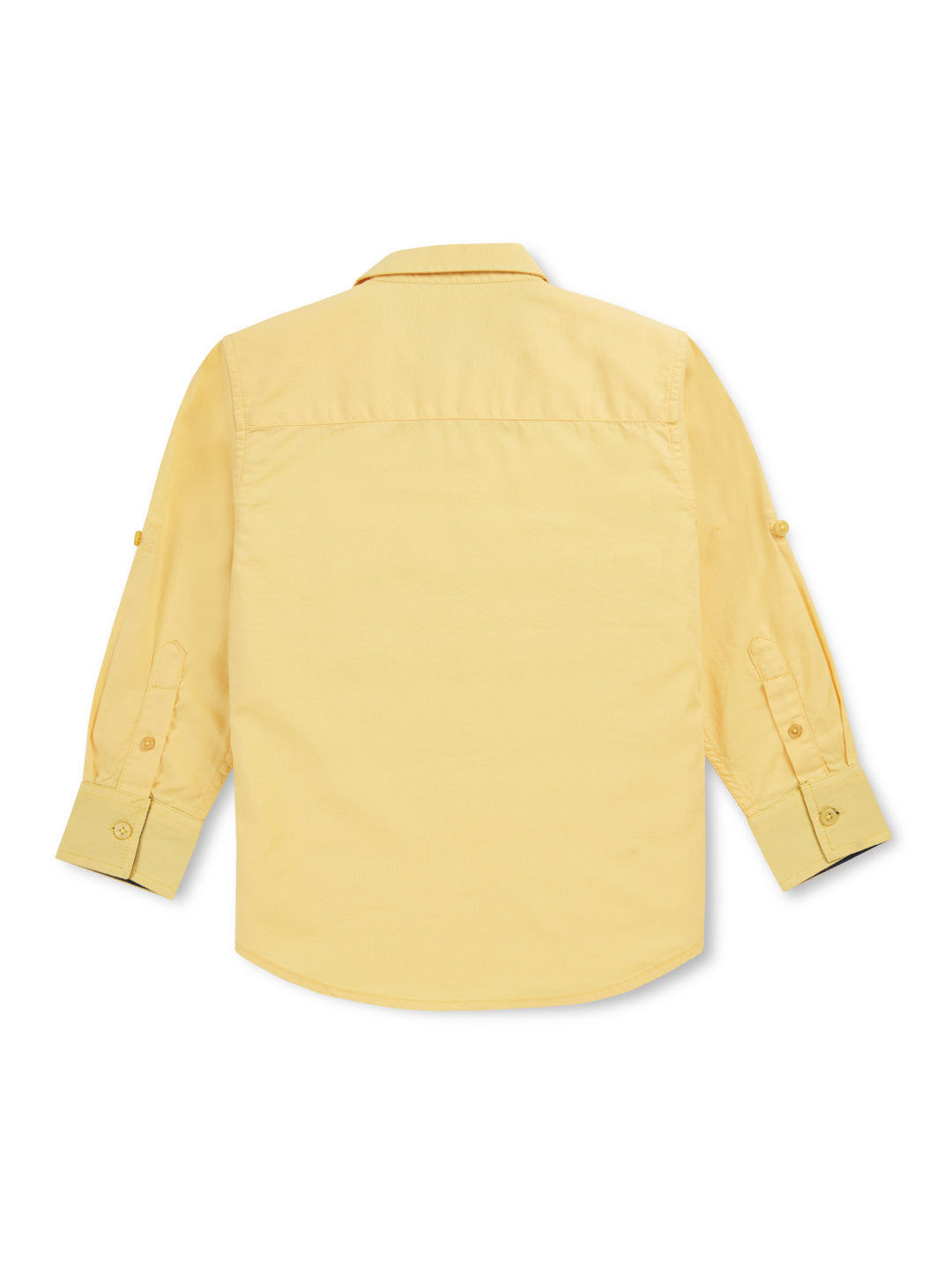 Boys Yellow Solid Cotton Shirt Full Sleeves