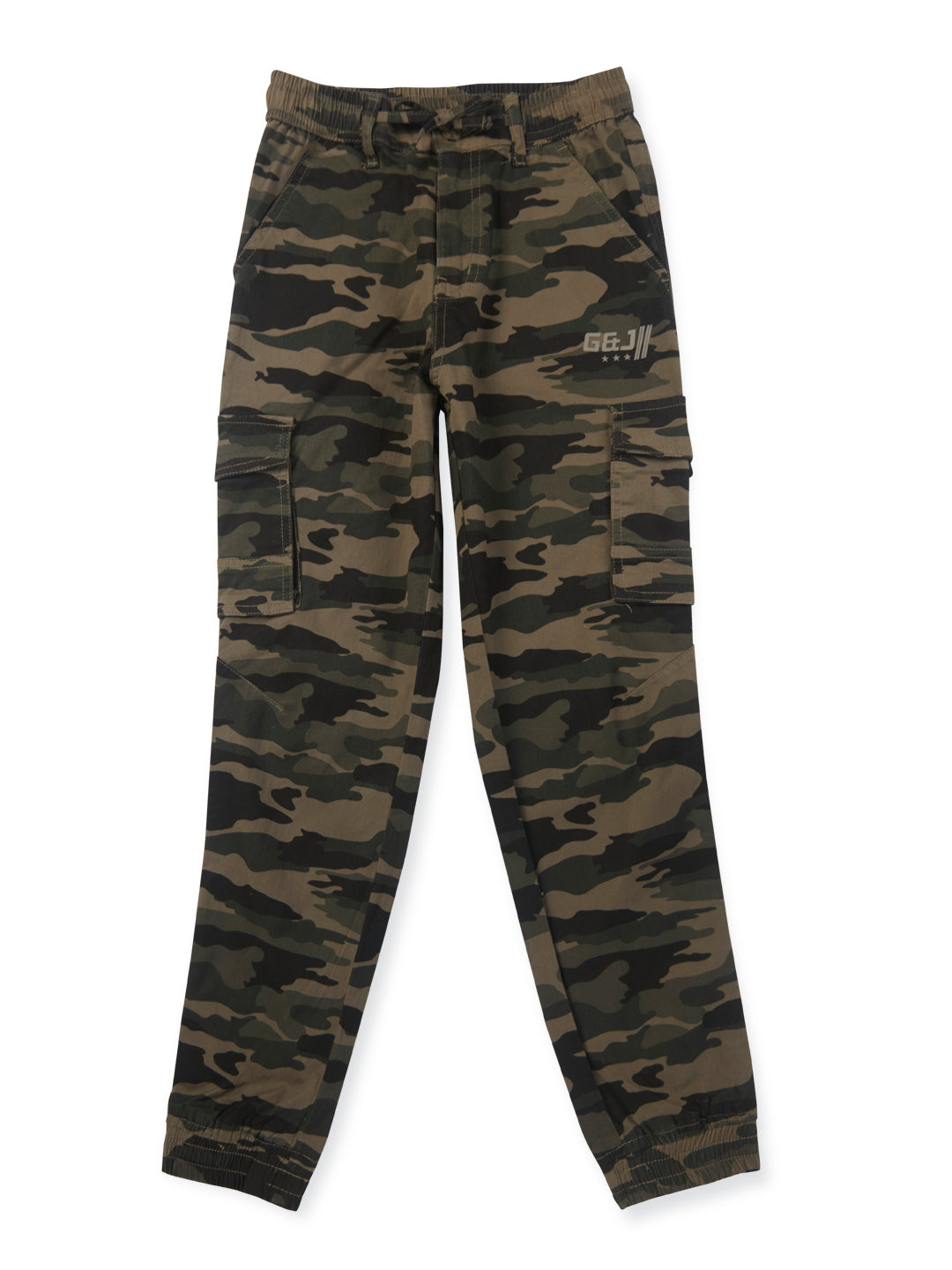 Boys Green printed woven trousers
