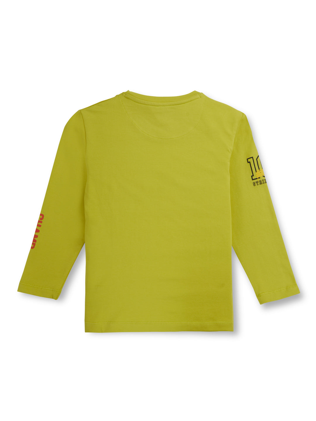 Boys Yellow Solid Cotton Full Sleeves T-Shirt