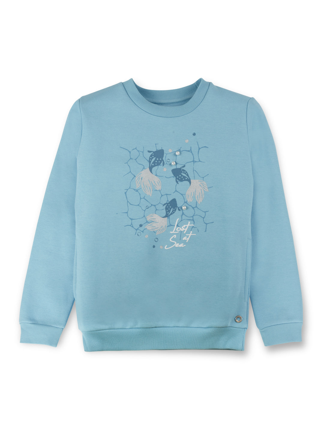 Girls blue printed sweatshirt