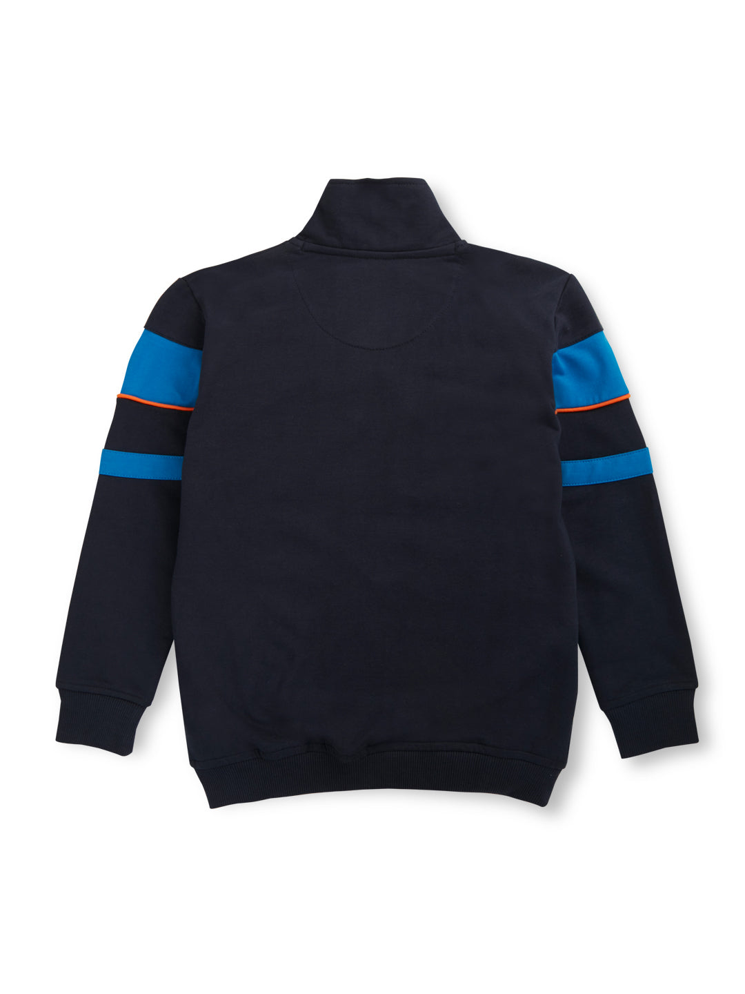 Boys Navy Blue Solid Cotton Full Sleeves Knits Jacket