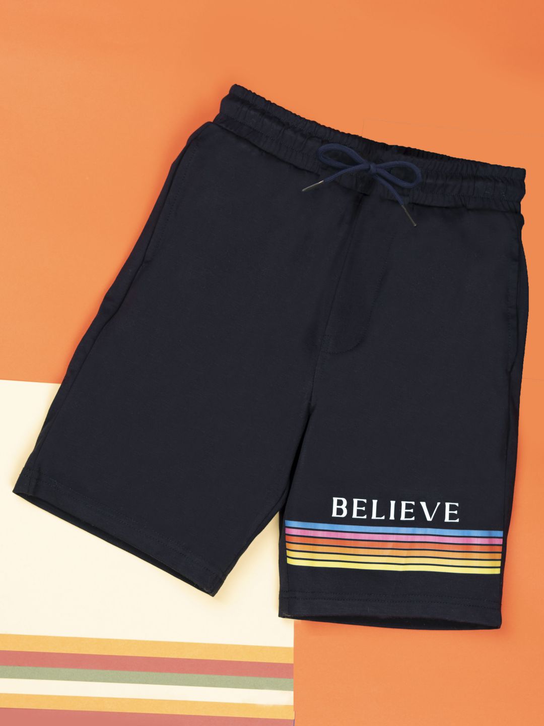 Boys Woven Blue Printed Bermuda Shorts