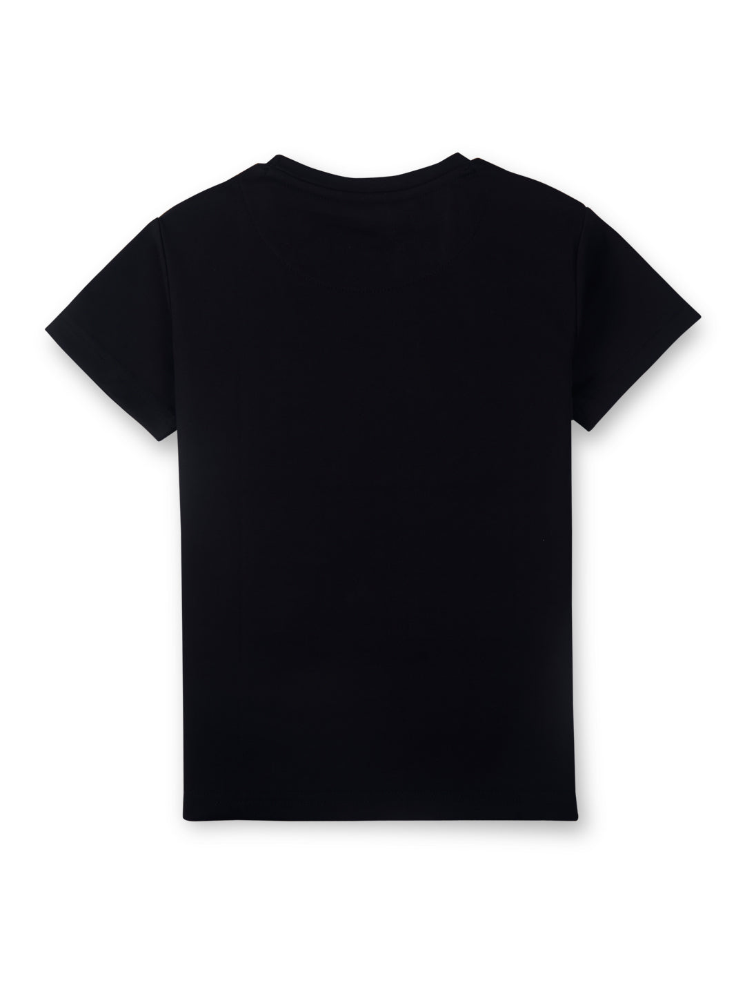 Boys Black Round Neck Knitted Cotton Printed T-Shirt