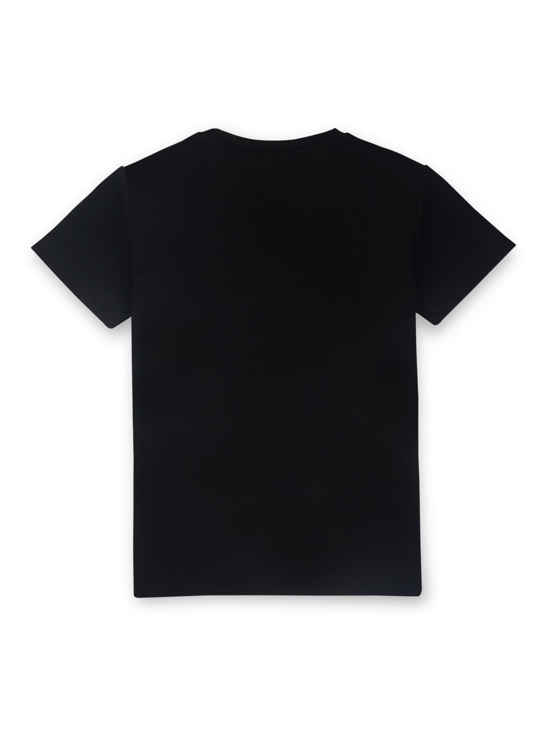 Boys Black Round Neck Knitted Cotton Printed T-Shirt