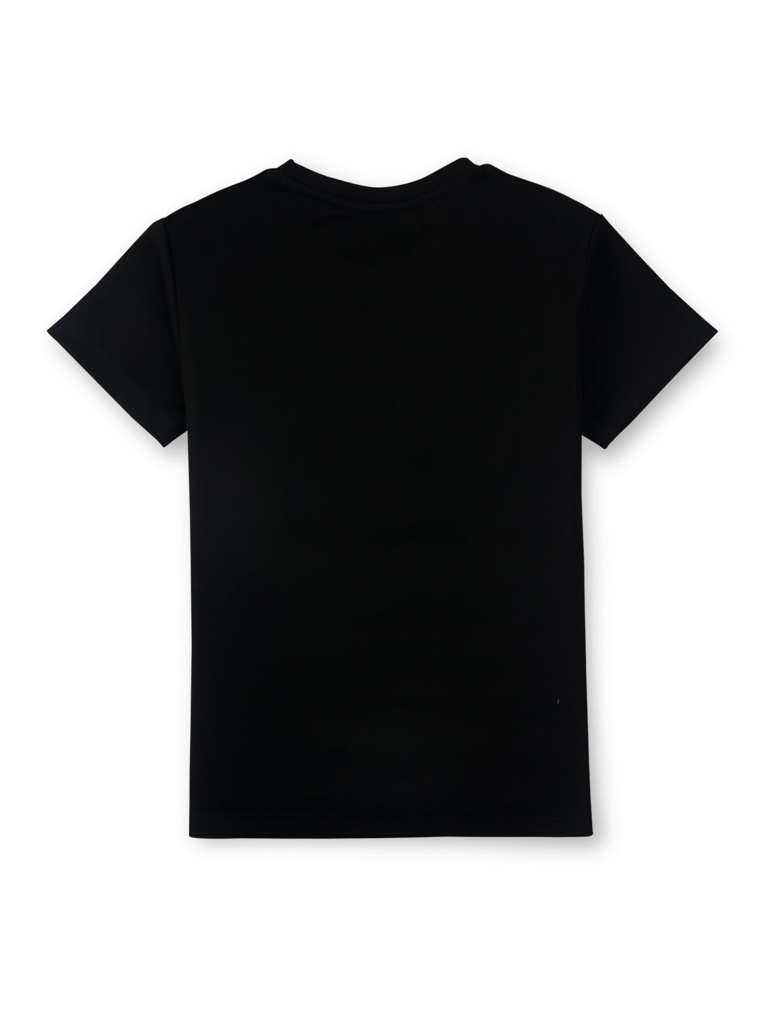 Boys Black Round Neck Knitted Cotton Printed T-Shirt