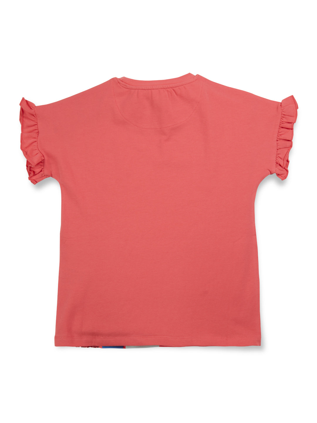 Girls Pink Printed Cotton Knits Top