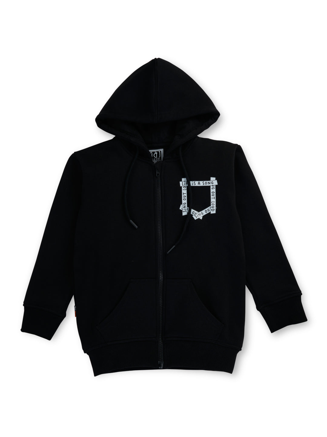 Boys Black Solid Fleece Full Sleeves Knits Jacket