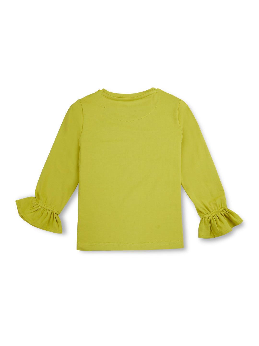 Girls Yellow Solid Cotton Full Sleeves Knits Top
