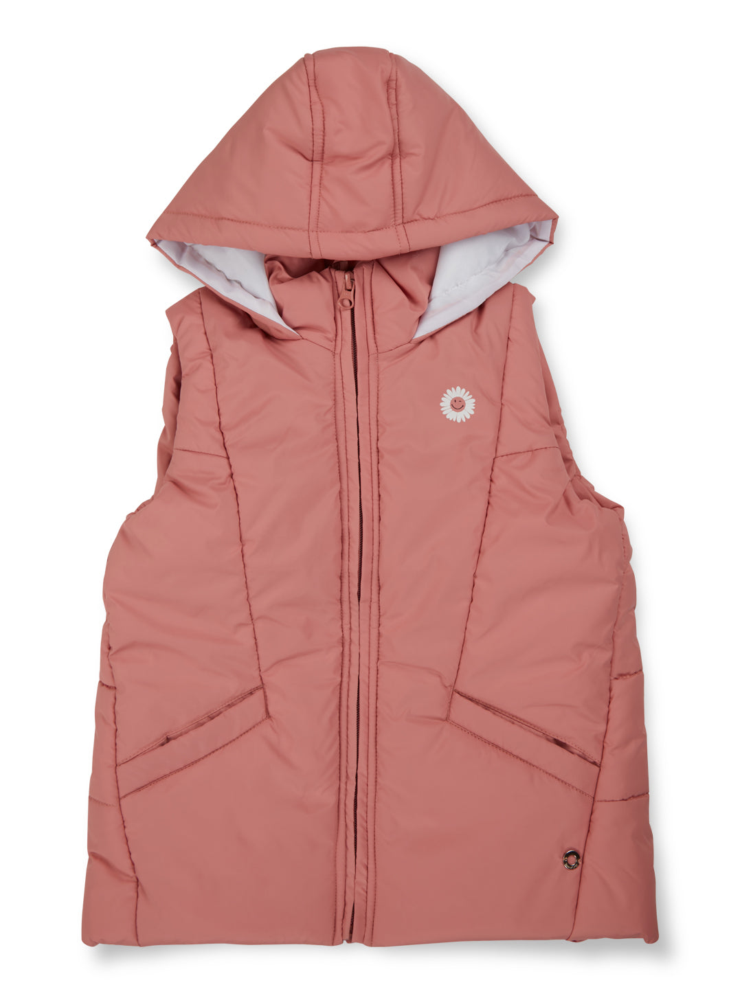 Girls Pink Solid Polyster Full Sleeves Heavy Winter Jacket