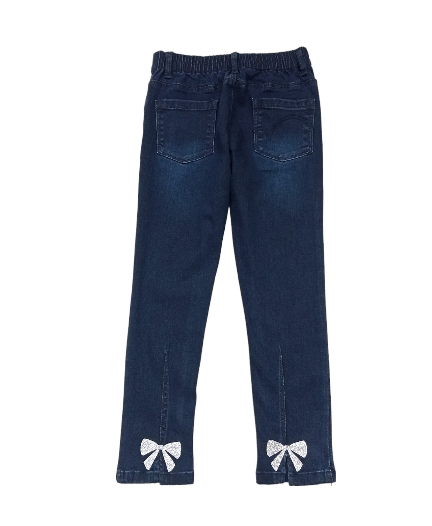 Girls Navy Blue solid Denim Fixed Waist Jeans