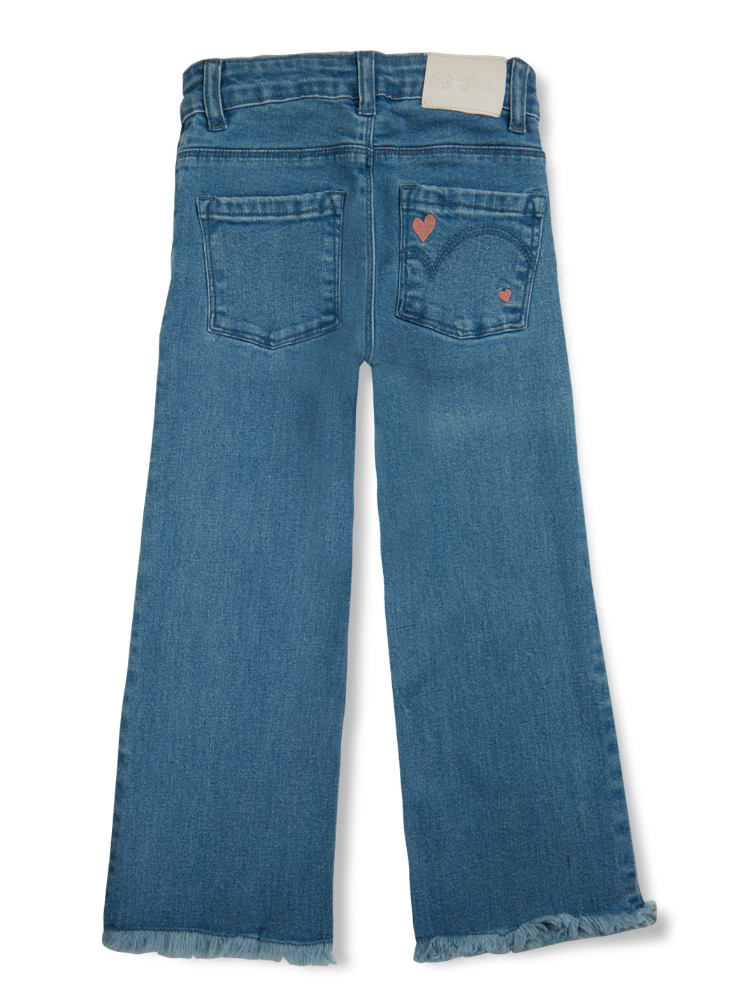 Girls Blue Solid Denim Fixed Waist Jeans