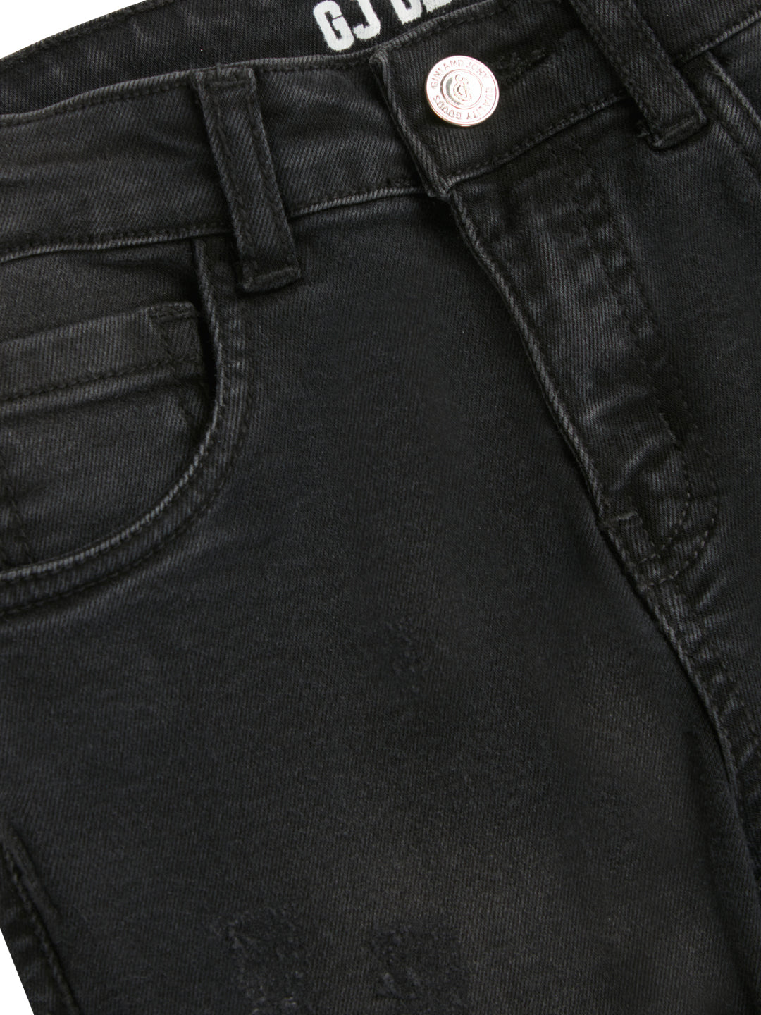 Boys Black Printed Denim Fixed Waist Jeans