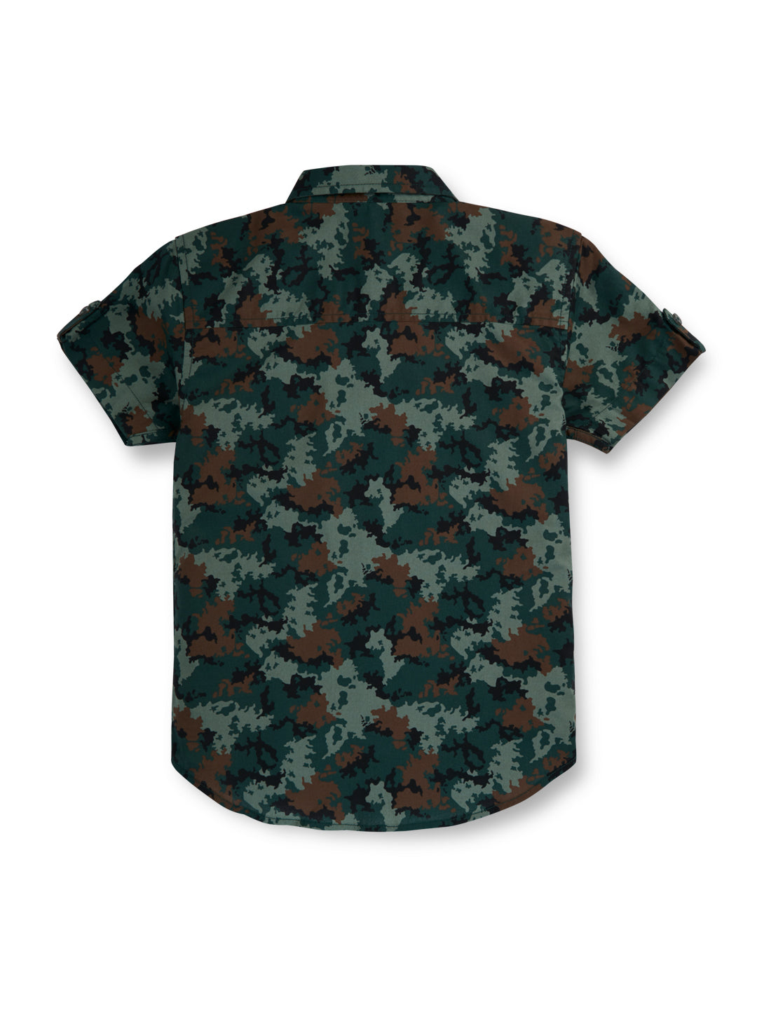 Boys Green Printed Cotton Half Sleeves Shirt