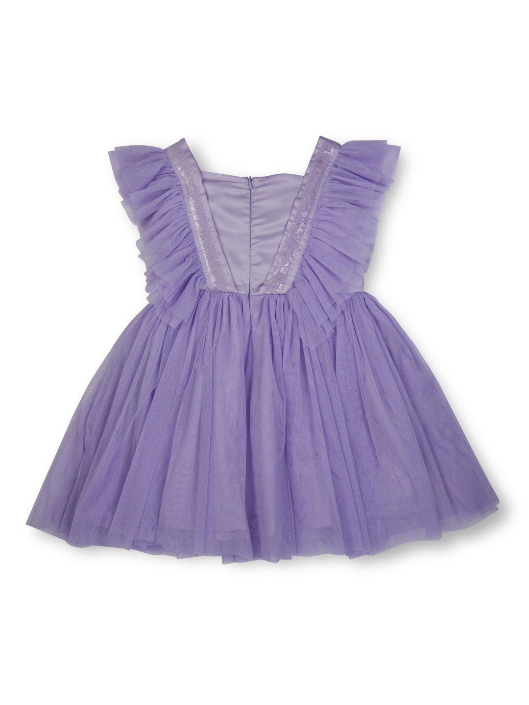 Girls purple party wear sequinned dress with lining.