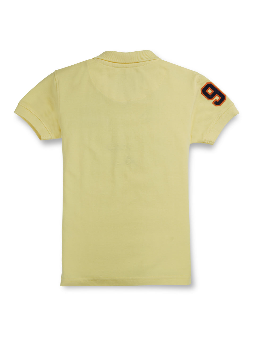 Boys Yellow Solid Cotton Half Sleeves Polo T-Shirt