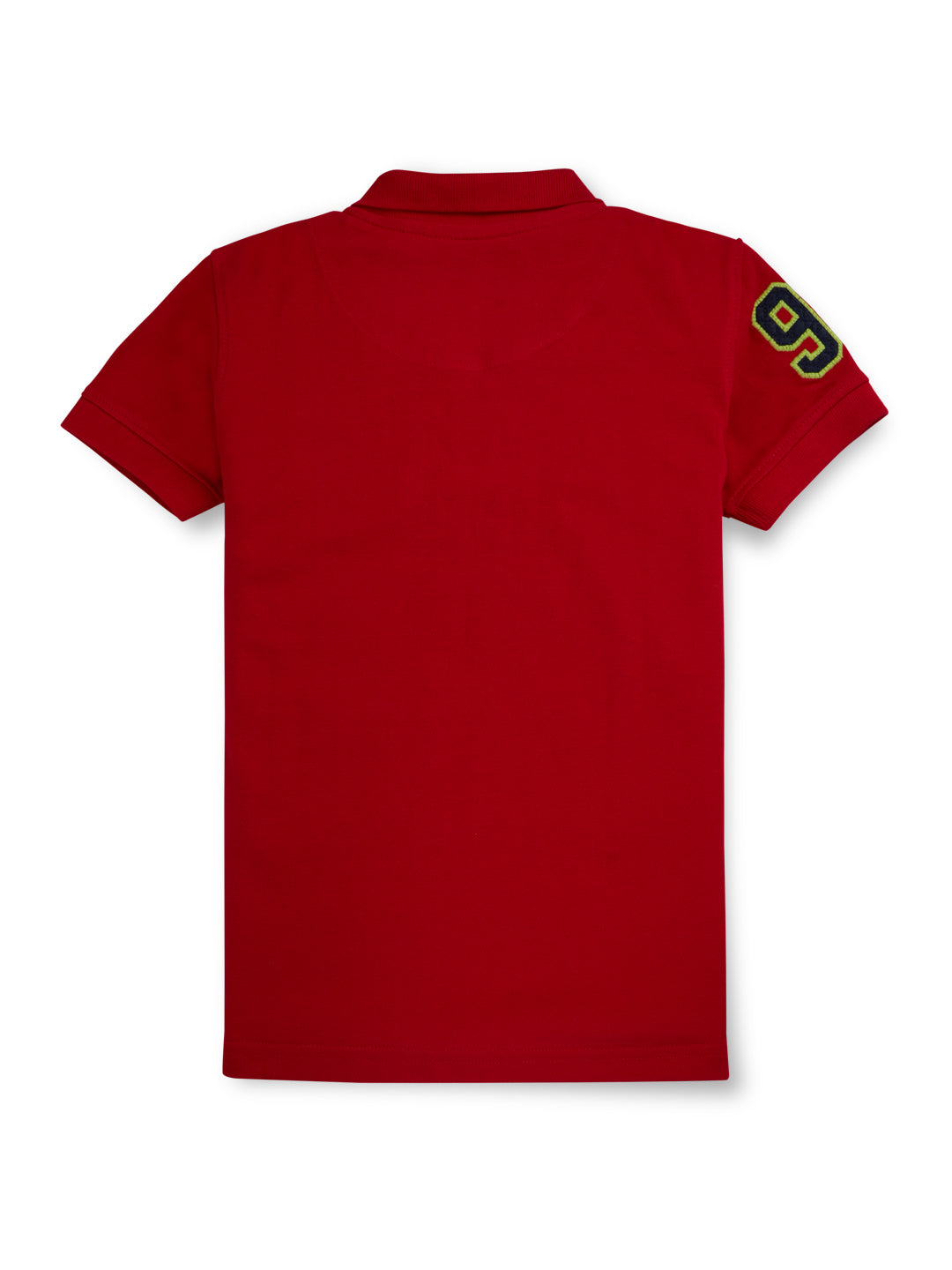 Boys Red Solid Cotton Half Sleeves Polo T-Shirt