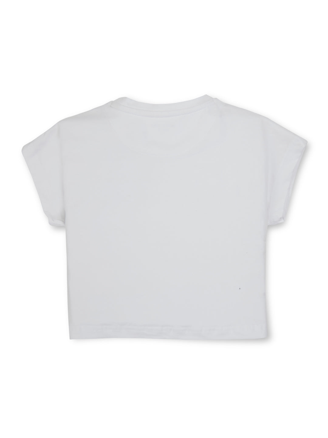 Girls White Solid Cotton Knits Top