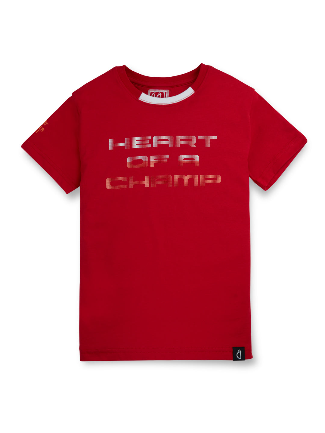 Boys Red Solid Cotton Half Sleeves T-Shirt