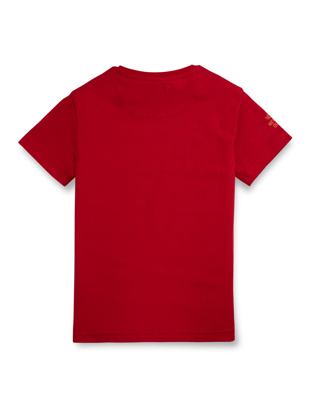 Boys Red Solid Cotton Half Sleeves T-Shirt