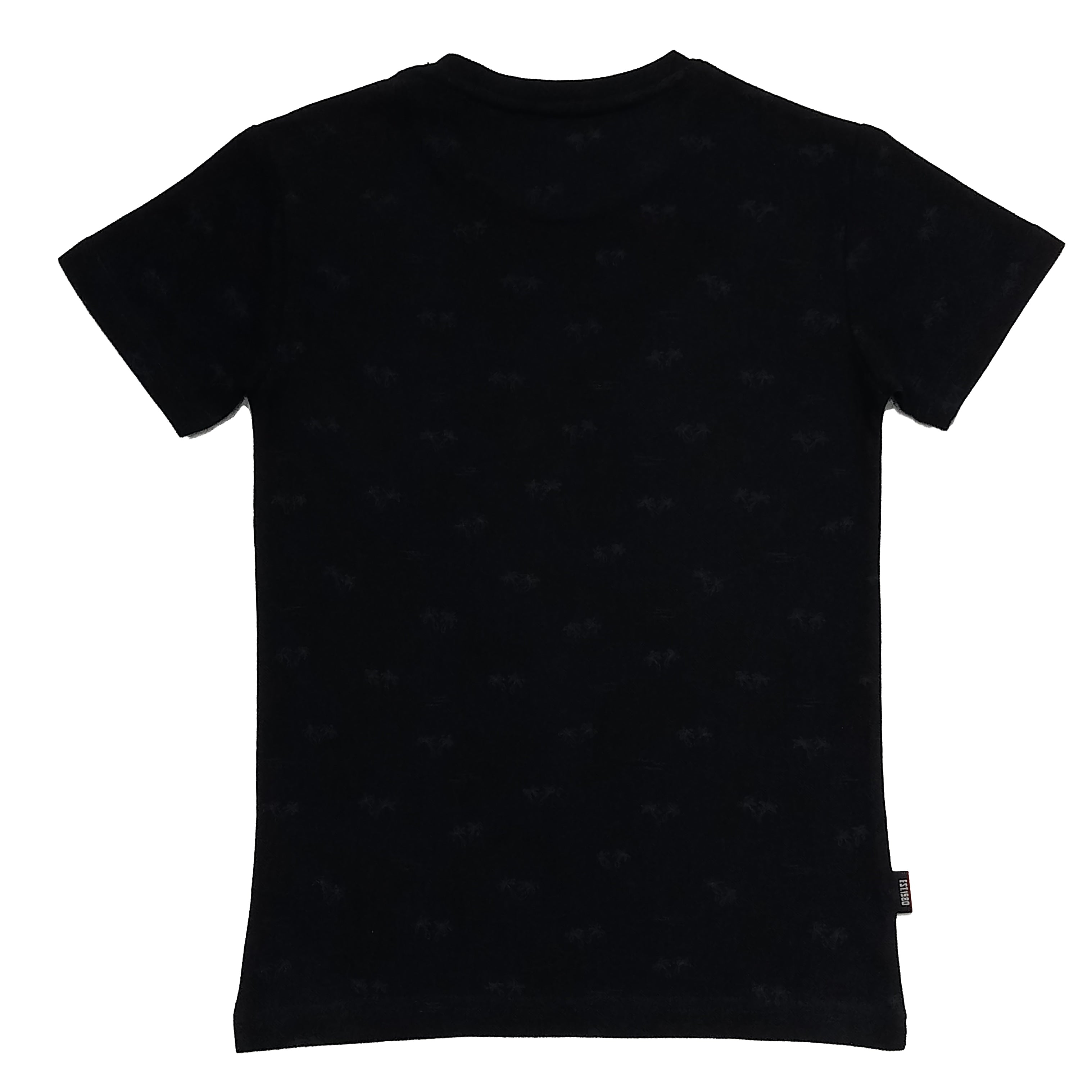 Boys Black Cotton Printed Half Sleeves T-Shirt