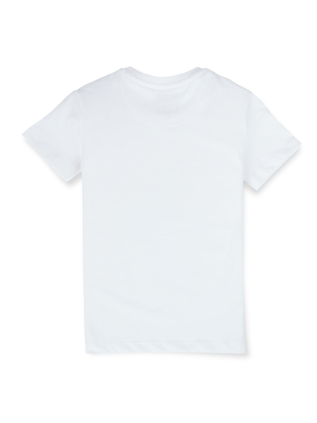 Boys White Printed Cotton Half Sleeves T-Shirt