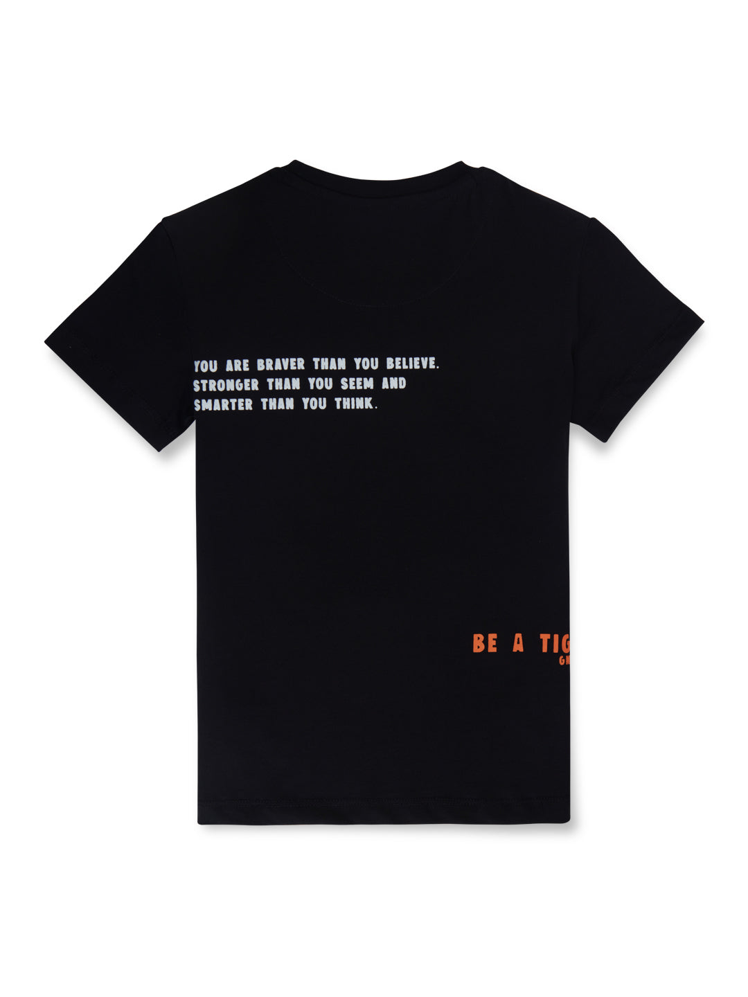 Boys Black Printed Cotton Half Sleeves T-Shirt