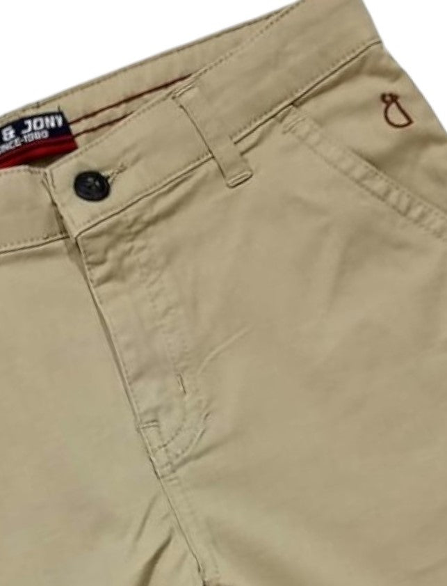 Gini and Jony Boys Brown Solid Twill Shorts Elasticated