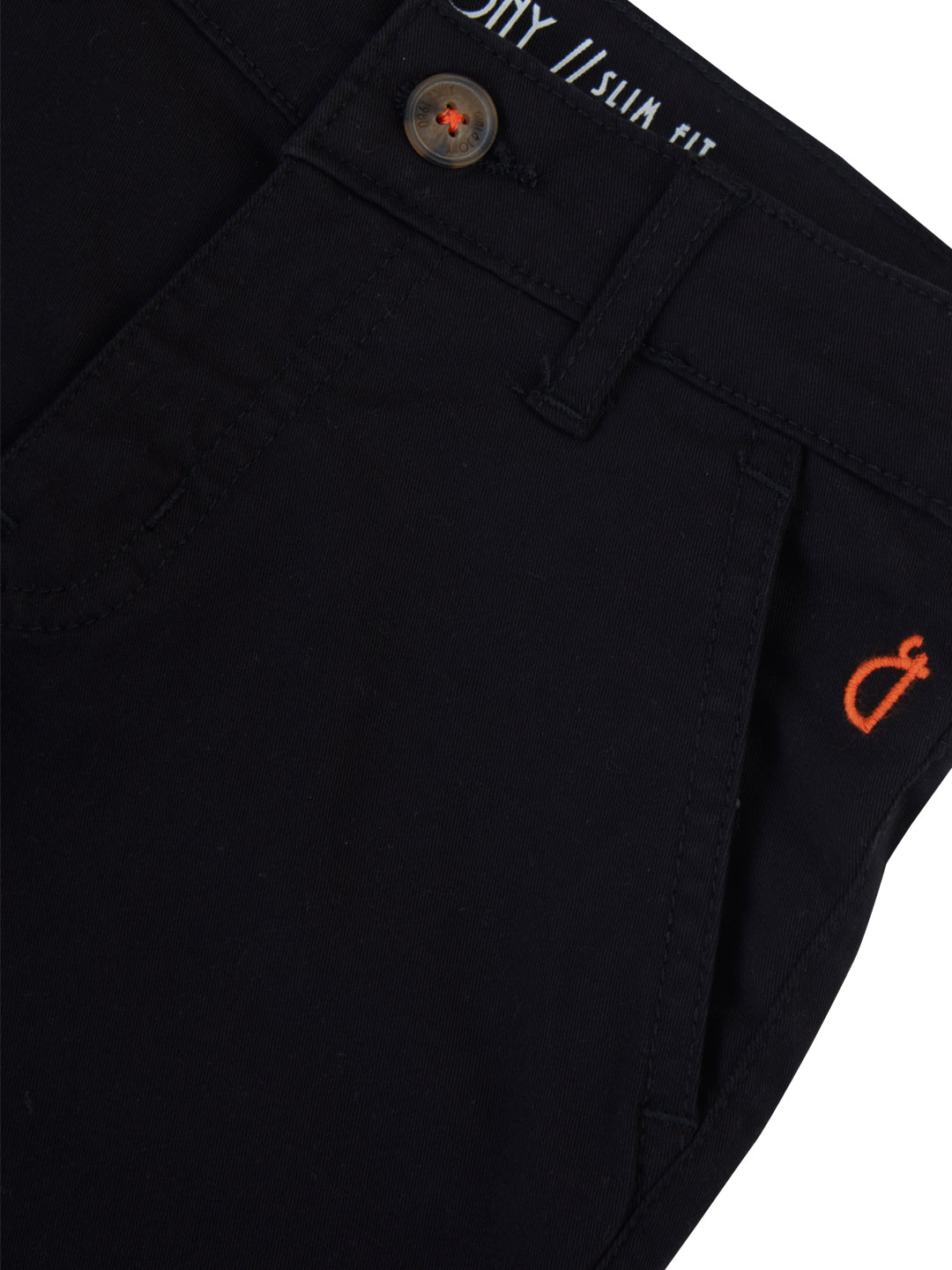 Boys Black Solid Twill Elasticated Shorts