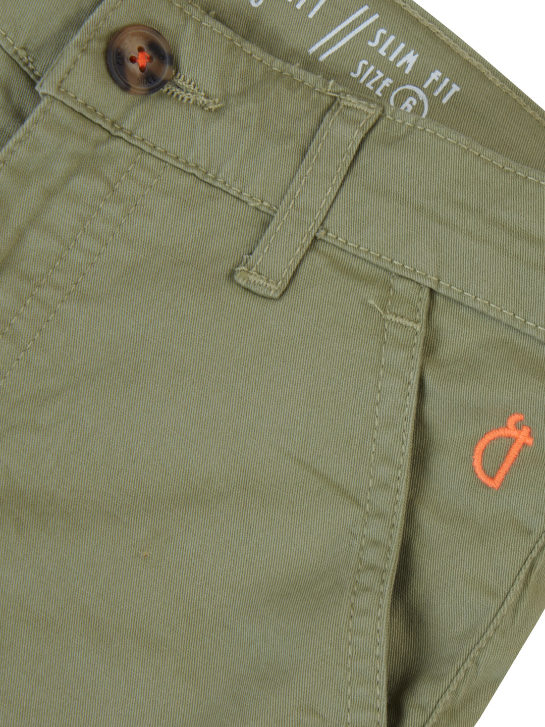 Boys Olive Solid Twill Elasticated Shorts